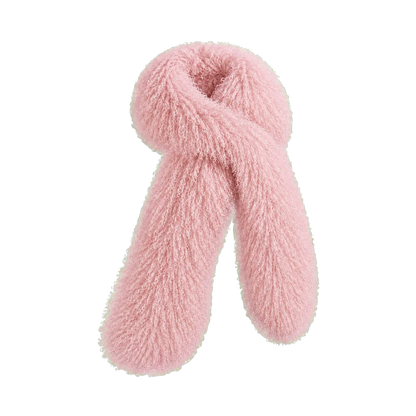 Capricornus Living Blush Pink genuine curly lamb fur long scarf on transparent background