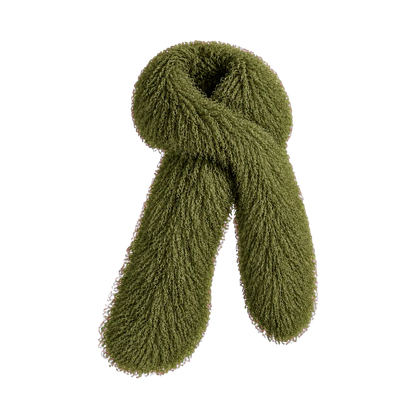 Capricornus Living Olive Green genuine curly lamb fur long scarf on transparent background
