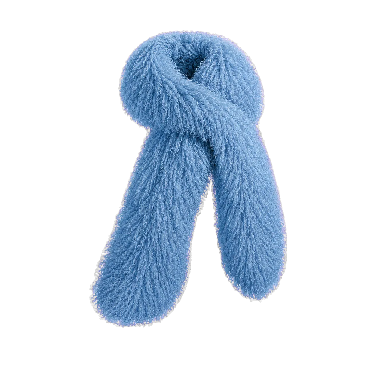Capricornus Living Lake Blue genuine curly lamb fur long scarf on transparent background