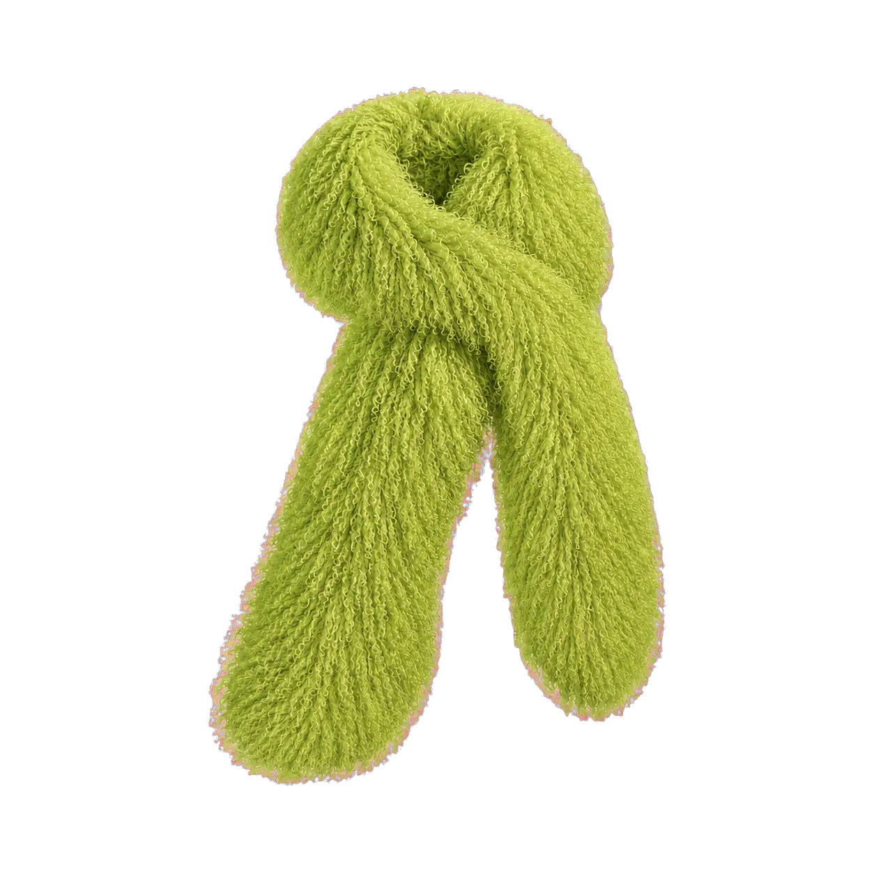 Capricornus Living Lime Green genuine curly lamb fur long scarf on transparent background