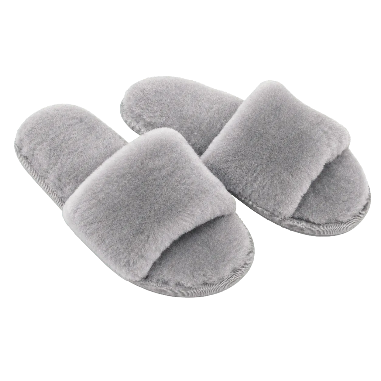 Capricornus Living Silver Gray genuine Australian shearling slide slippers on a transparent background