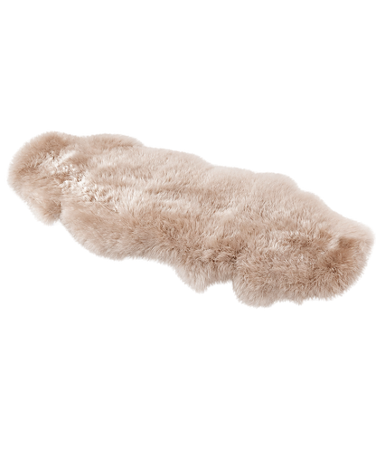 Capricornus Living Mushroom Taupe genuine sheepskin sofa runner on a transparent background