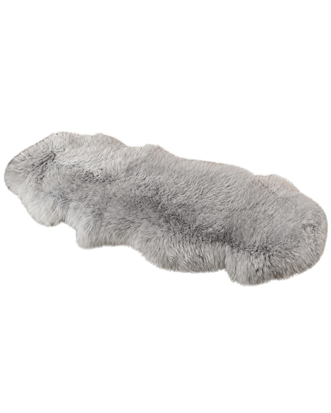 Capricornus Living Frosted Gray Tips genuine sheepskin sofa runner with naturally varying tipped pattern on a transparent background