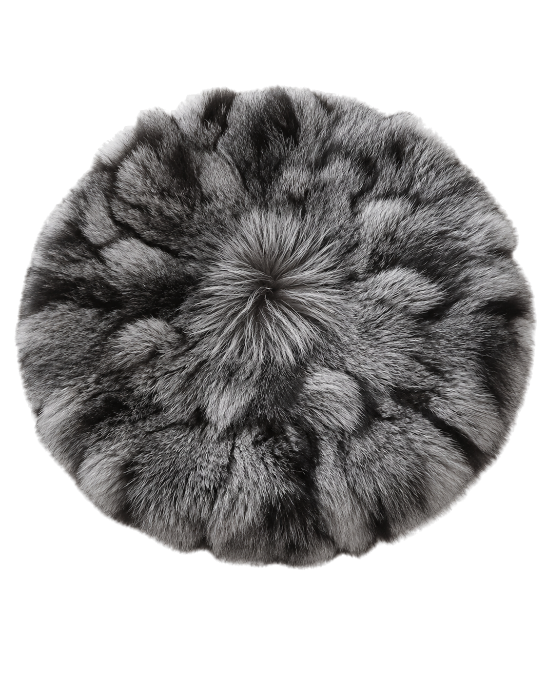 Capricornus Living Silver Fox genuine natural fur round chair cushion on a transparent background