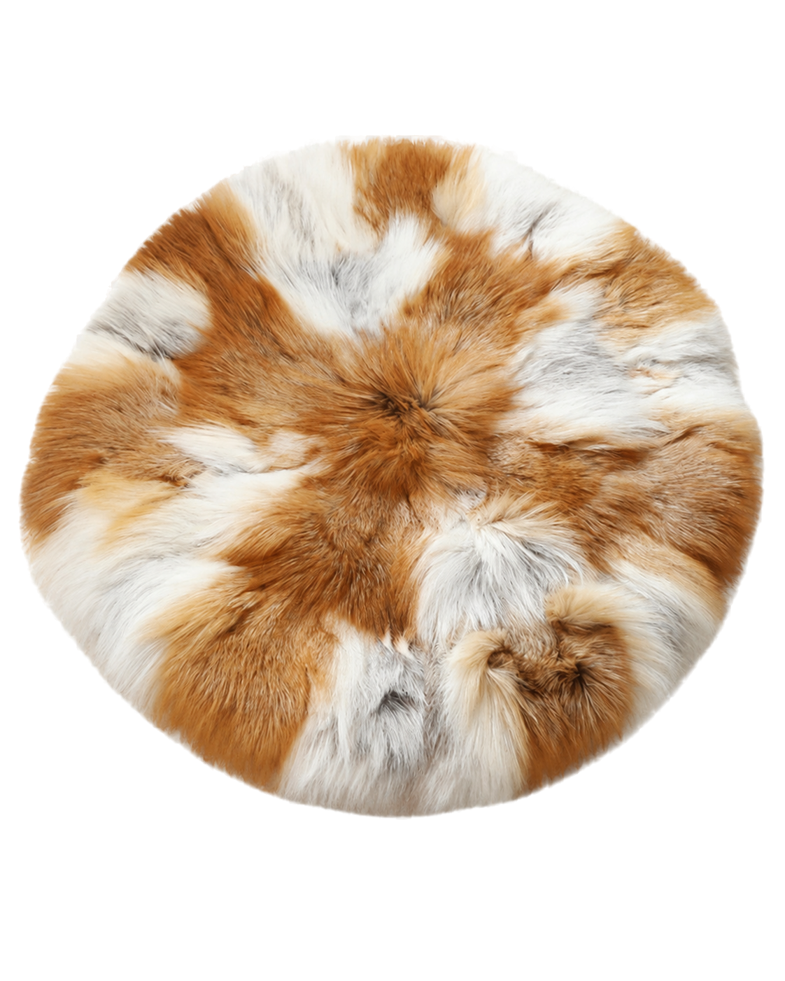 Capricornus Living Sun Fox genuine natural fur round chair cushion on a transparent background