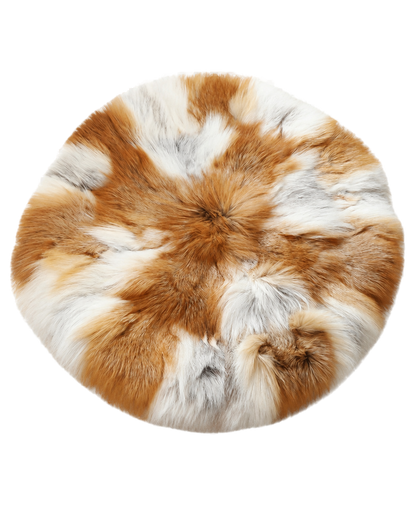 Capricornus Living Sun Fox genuine natural fur round chair cushion on a transparent background