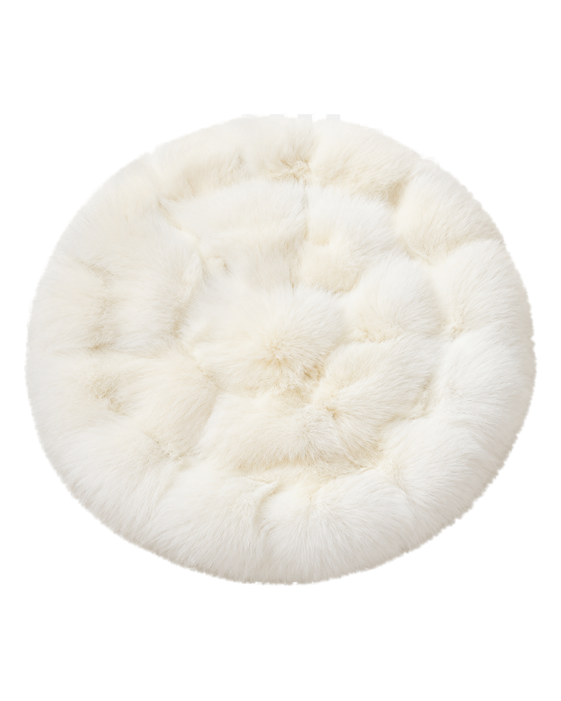 Capricornus Living White Fox genuine natural fur round chair cushion on a transparent background