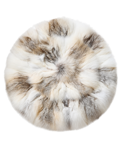 Capricornus Living Golden Island Fox genuine natural fur round chair cushion on a transparent background