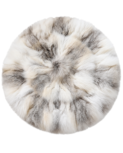 Capricornus Living Blue Fox genuine natural fur round chair cushion on a transparent background