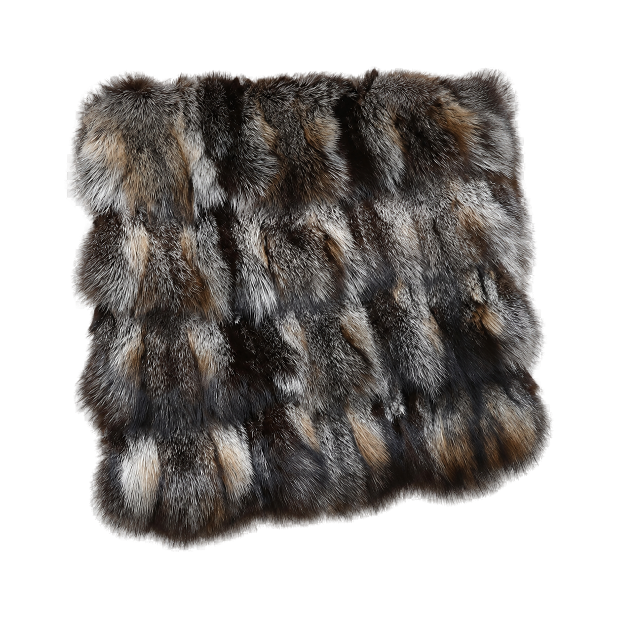Capricornus Living Gold-Tipped Dark Fox (Natural Fur) genuine natural fox fur square seat cushion on a transparent background