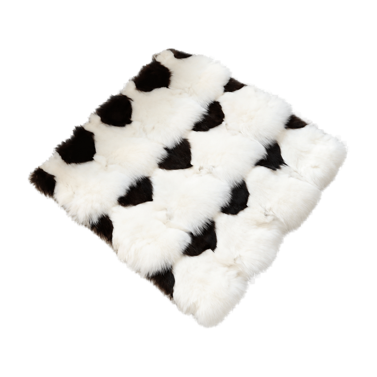 Capricornus Living White Fox with Black Spots (Natural Fur) genuine natural fox fur square seat cushion on a transparent background