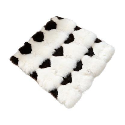 Capricornus Living White Fox with Black Spots (Natural Fur) genuine natural fox fur square seat cushion on a transparent background