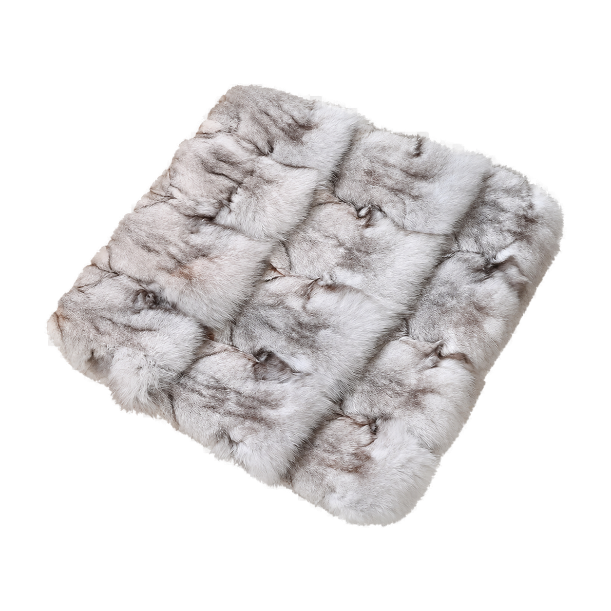 Capricornus Living Blue Fox A - Silver Gray (Natural Fur) genuine natural fox fur square seat cushion on a transparent background