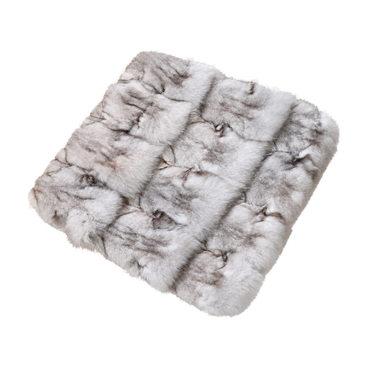 Capricornus Living Blue Fox A - Silver Gray (Natural Fur) genuine natural fox fur square seat cushion on a transparent background