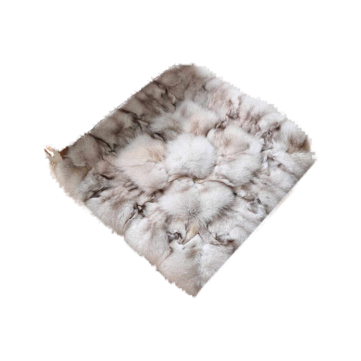 Capricornus Living Blue Fox B - Soft Gray (Natural Fur) genuine natural fox fur square seat cushion on a transparent background