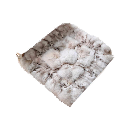 Capricornus Living Blue Fox B - Soft Gray (Natural Fur) genuine natural fox fur square seat cushion on a transparent background