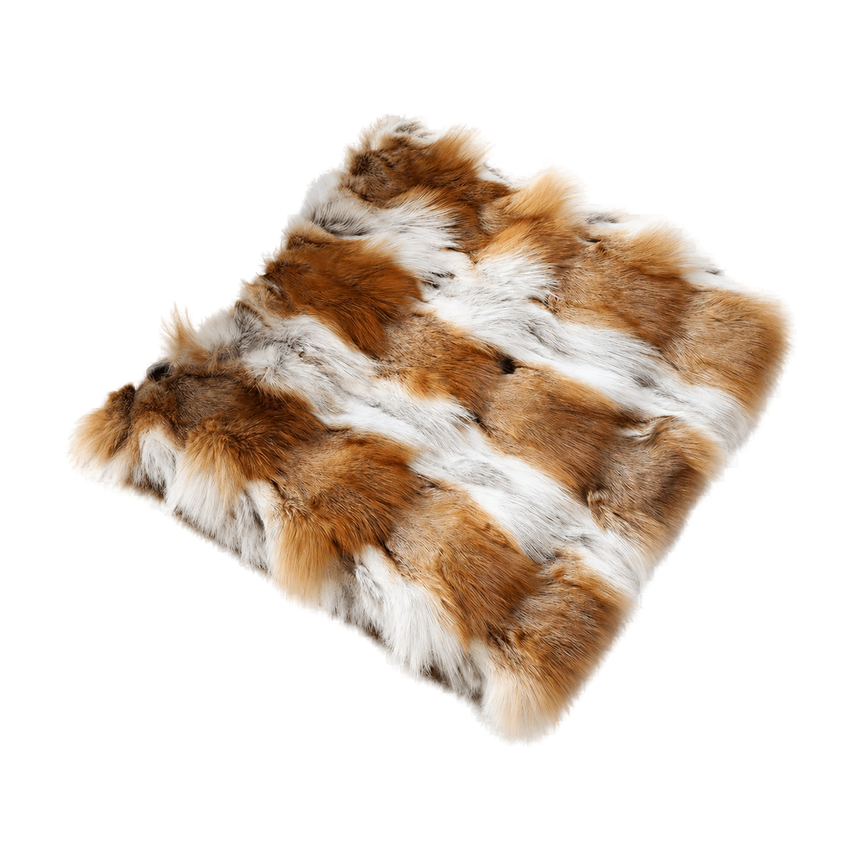 Capricornus Living Sun Fox (Natural Fur) genuine natural fox fur square seat cushion on a transparent background