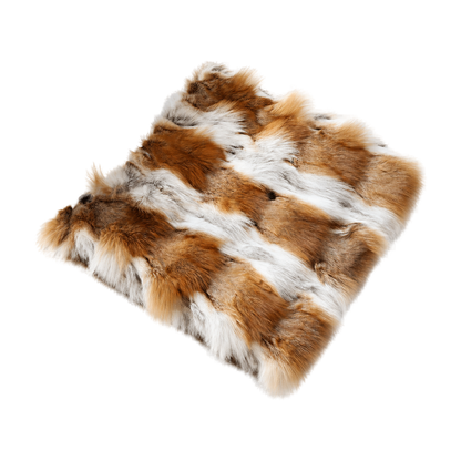 Capricornus Living Sun Fox (Natural Fur) genuine natural fox fur square seat cushion on a transparent background