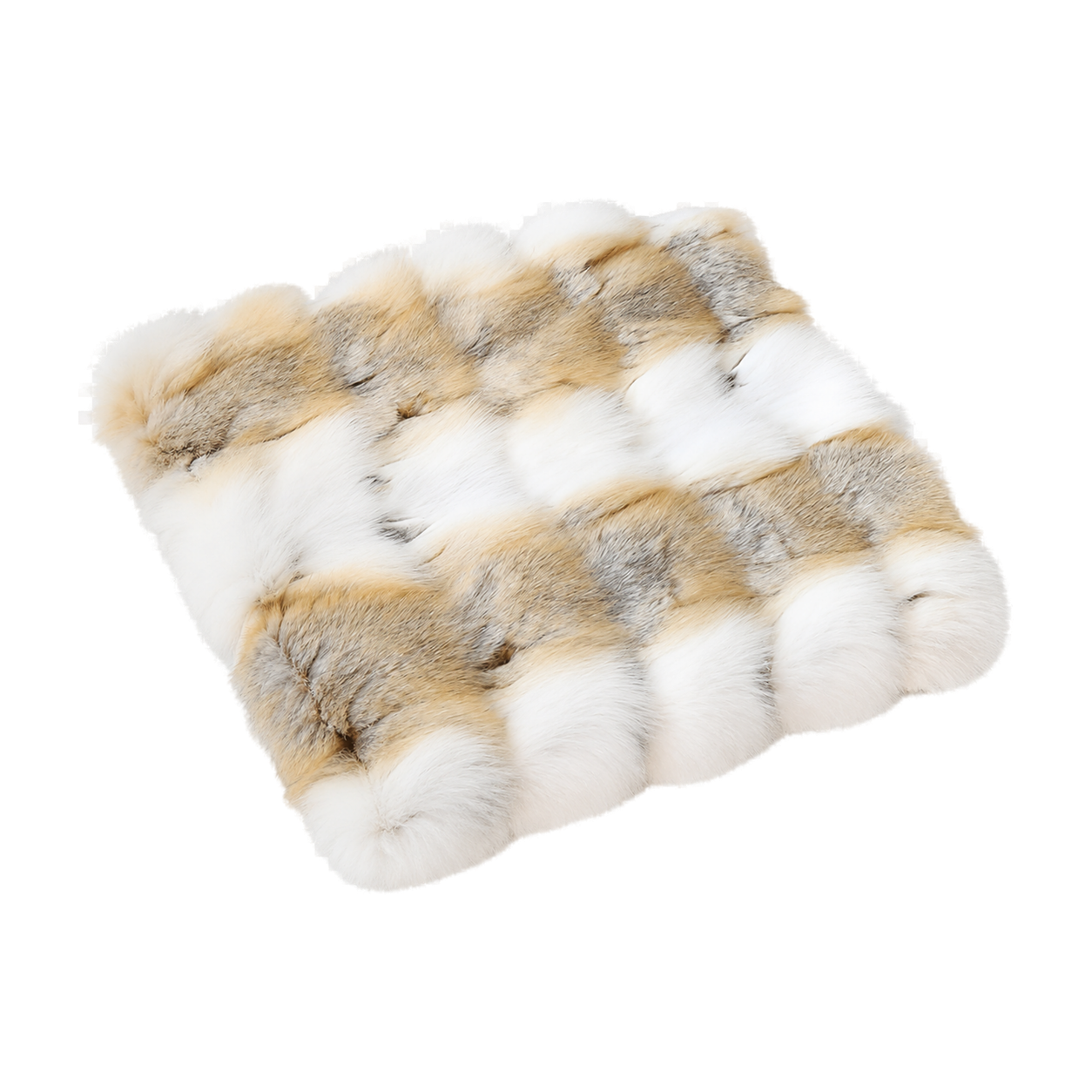 Capricornus Living Golden Island Fox (Natural Fur) genuine natural fox fur square seat cushion on a transparent background