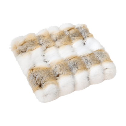 Capricornus Living Golden Island Fox (Natural Fur) genuine natural fox fur square seat cushion on a transparent background