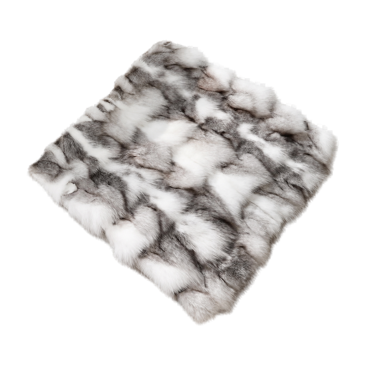 Capricornus Living Cross Fox (Natural Fur) genuine natural fox fur square seat cushion on a transparent background