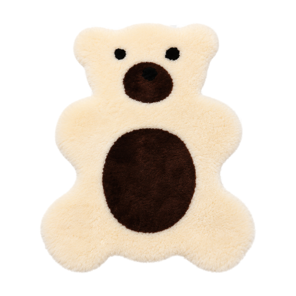 Capricornus Living Ivory White Bear genuine Australian wool bear-shaped rug on a transparent background