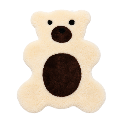 Capricornus Living Ivory White Bear genuine Australian wool bear-shaped rug on a transparent background