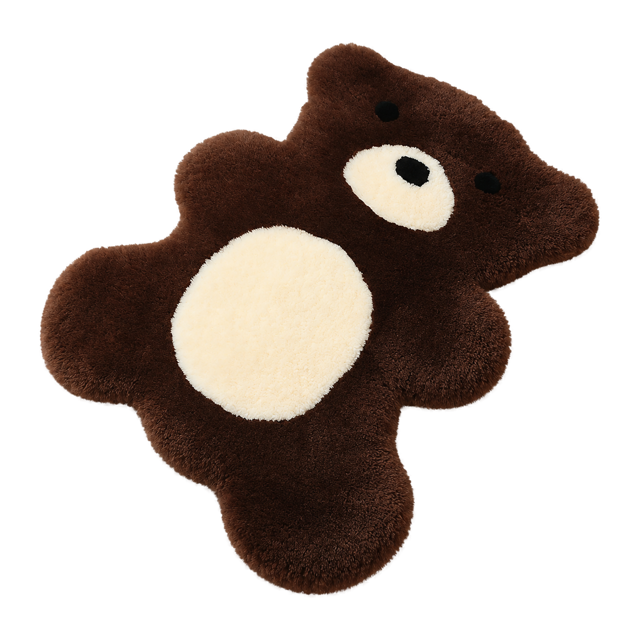 Capricornus Living Cocoa Brown Bear genuine Australian wool bear-shaped rug angled on a transparent background