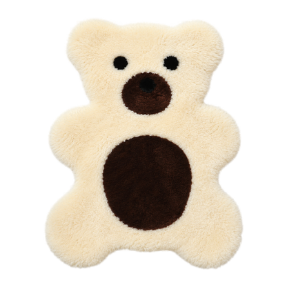 Capricornus Living Ivory White Bear genuine Australian wool bear-shaped rug alternate view on a transparent background