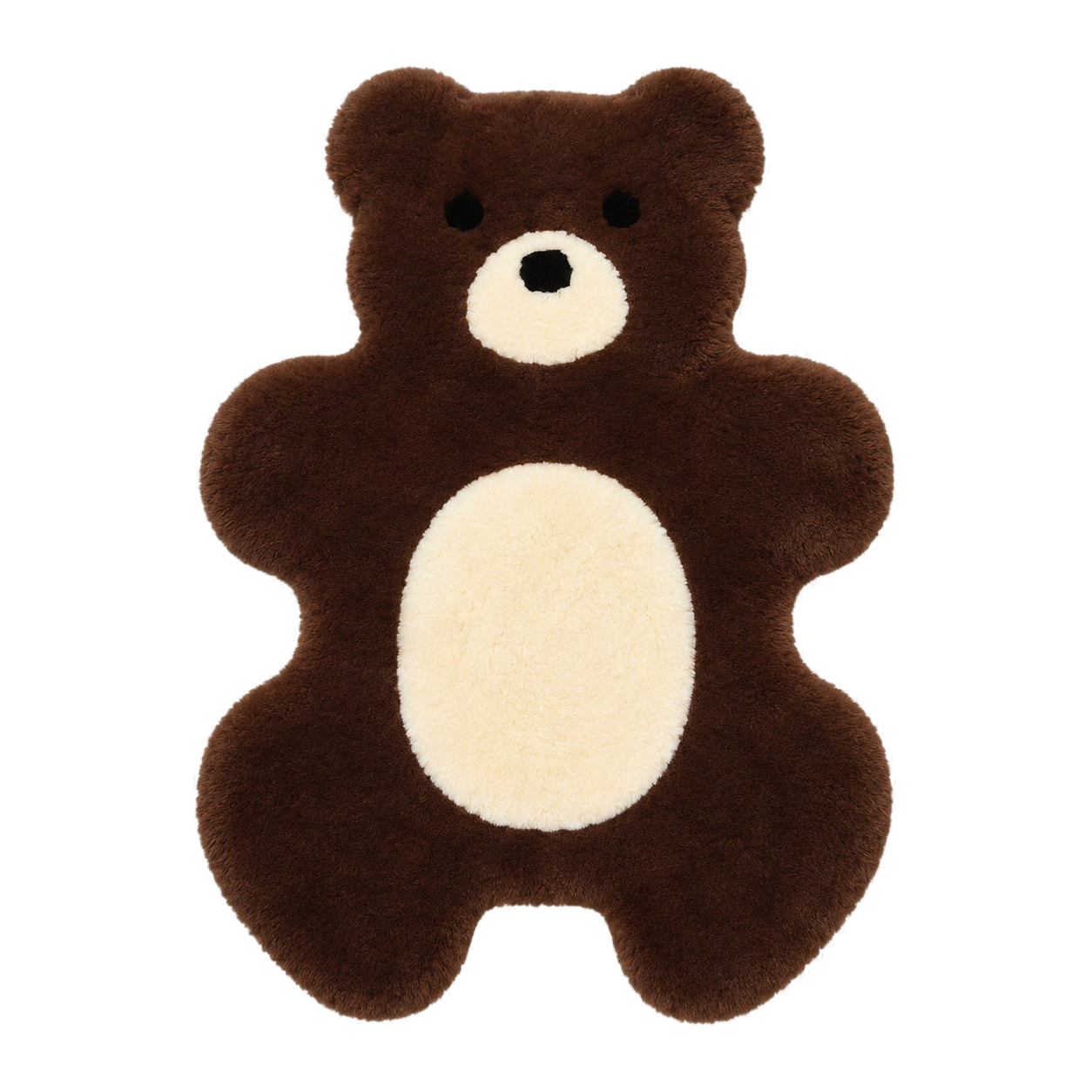 Capricornus Living Cocoa Brown Bear genuine Australian wool bear-shaped rug on a transparent background