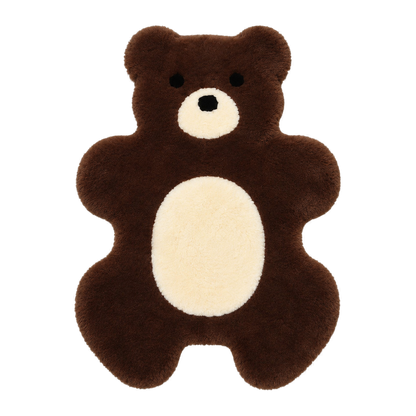 Capricornus Living Cocoa Brown Bear genuine Australian wool bear-shaped rug on a transparent background
