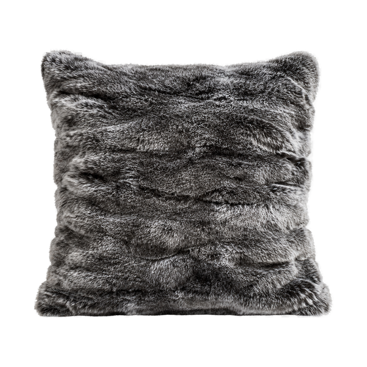 Capricornus Living Moonlit Gray (Rex Rabbit Fur) genuine rabbit fur throw pillow on a transparent background