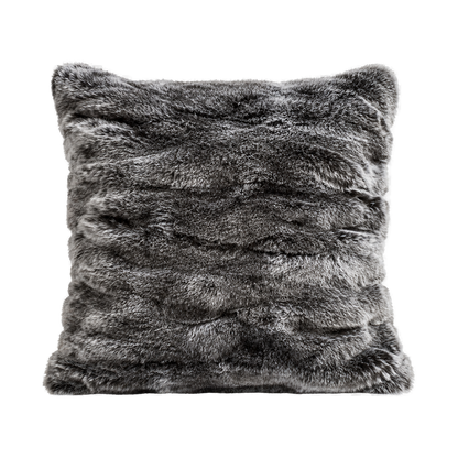 Capricornus Living Moonlit Gray (Rex Rabbit Fur) genuine rabbit fur throw pillow on a transparent background