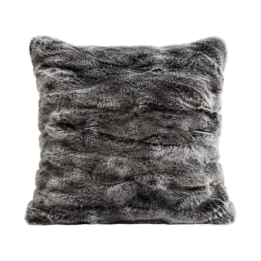 Capricornus Living Moonlit Gray (Rex Rabbit Fur) genuine rabbit fur throw pillow on a transparent background