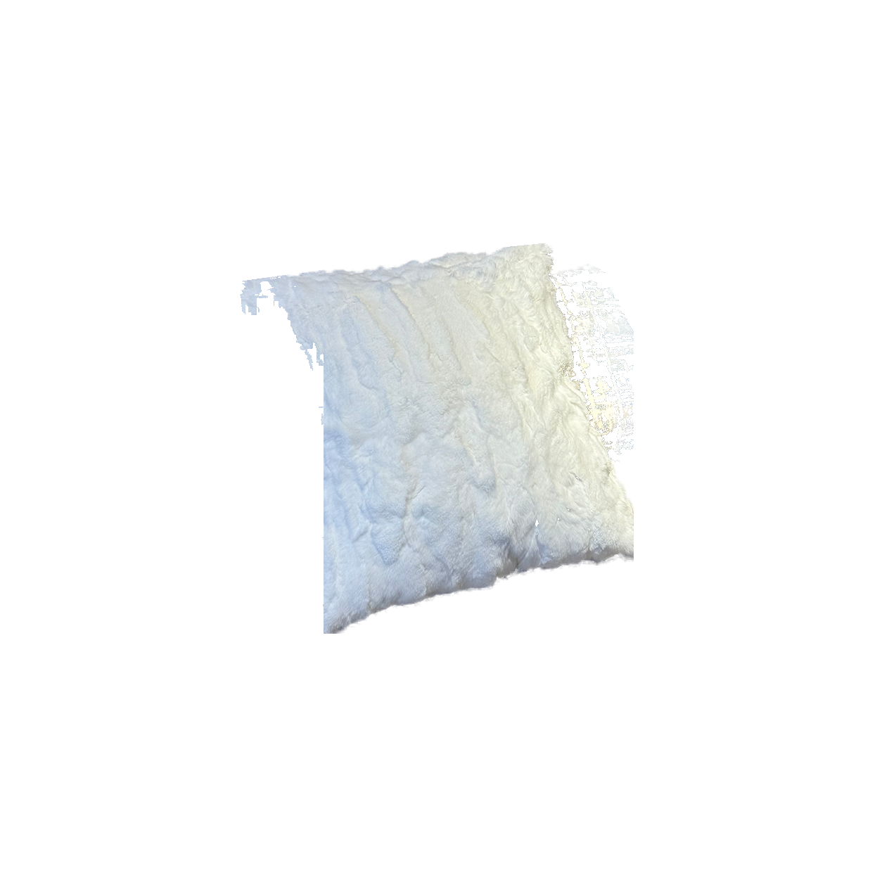 Capricornus Living Natural White (Rex Rabbit Fur) genuine rabbit fur throw pillow on a transparent background