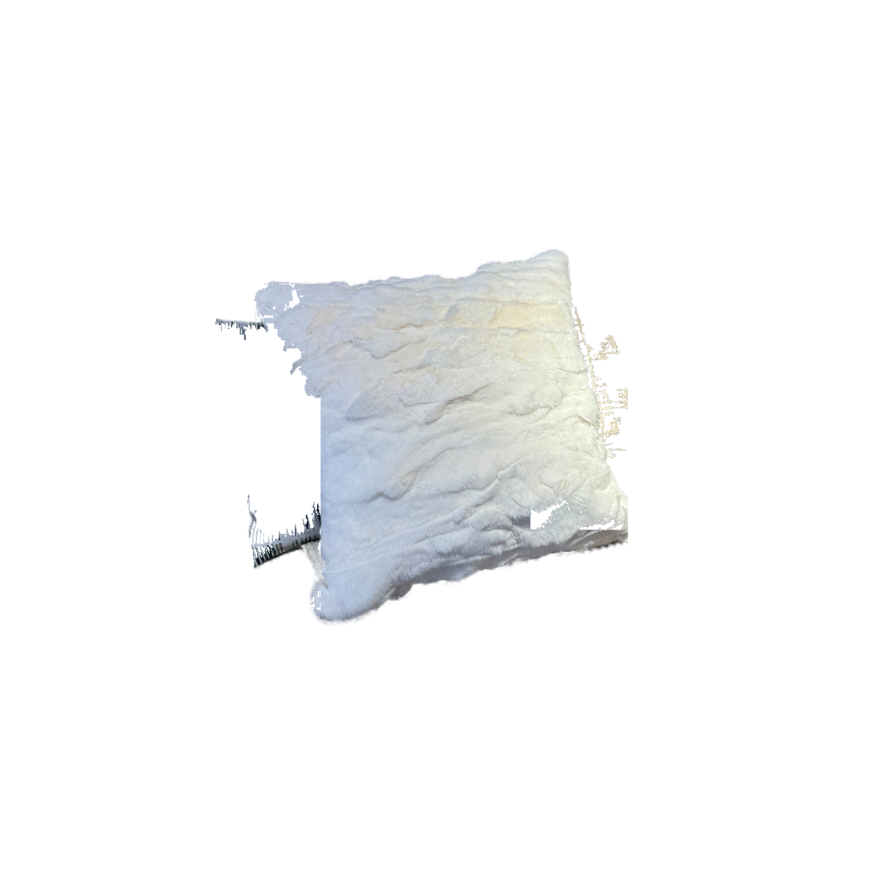 Capricornus Living Cream White (Rex Rabbit Fur) genuine rabbit fur throw pillow on a transparent background