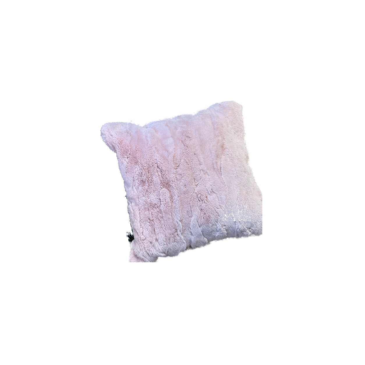 Capricornus Living Soft Blush Pink (Rex Rabbit Fur) genuine rabbit fur throw pillow on a transparent background