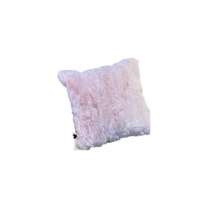Capricornus Living Soft Blush Pink (Rex Rabbit Fur) genuine rabbit fur throw pillow on a transparent background