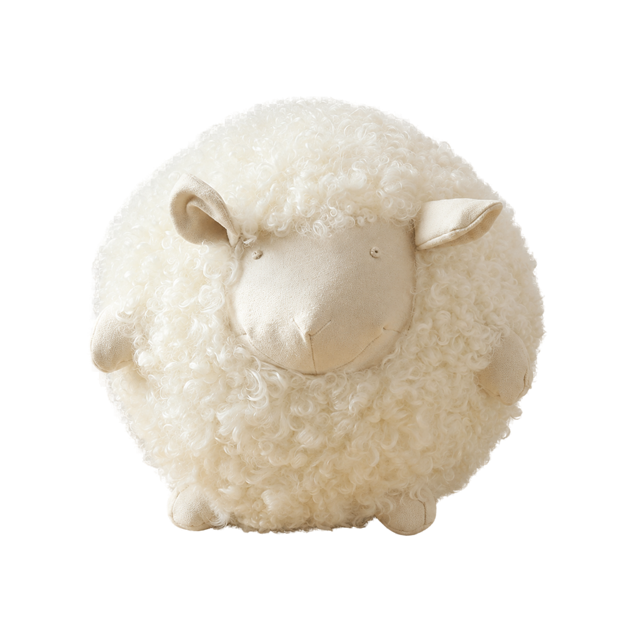 Capricornus Living Cream White genuine curly lamb fur sheep pillow on a transparent background