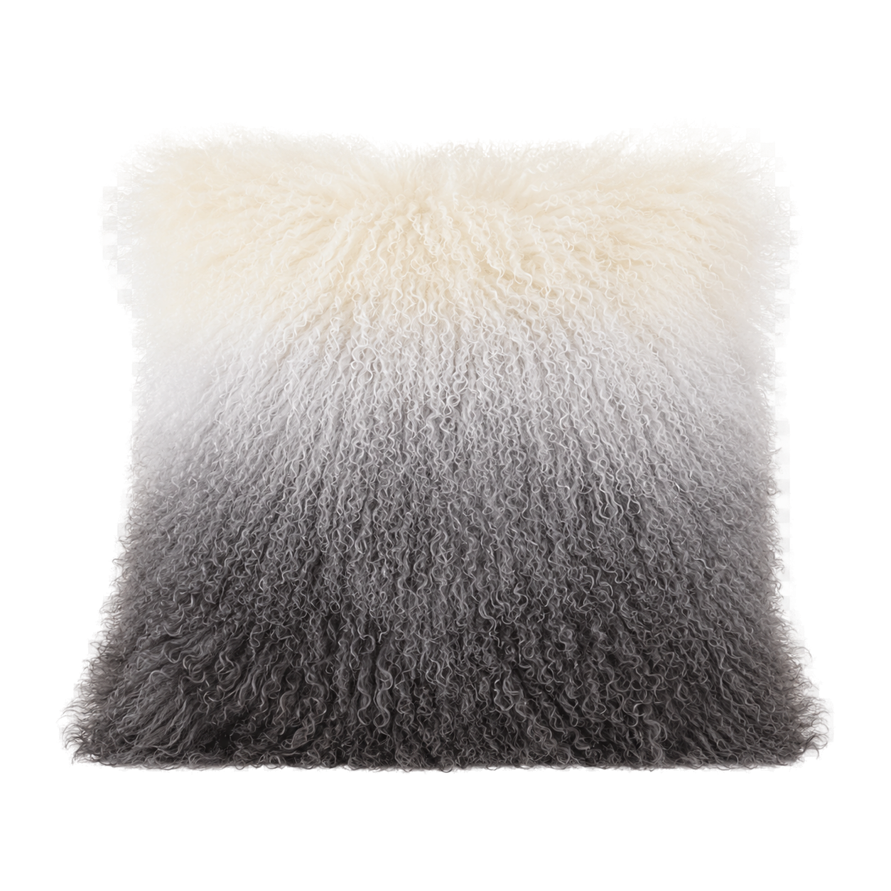 Capricornus Living Gray Gradient genuine long curly lamb wool throw pillow on a transparent background