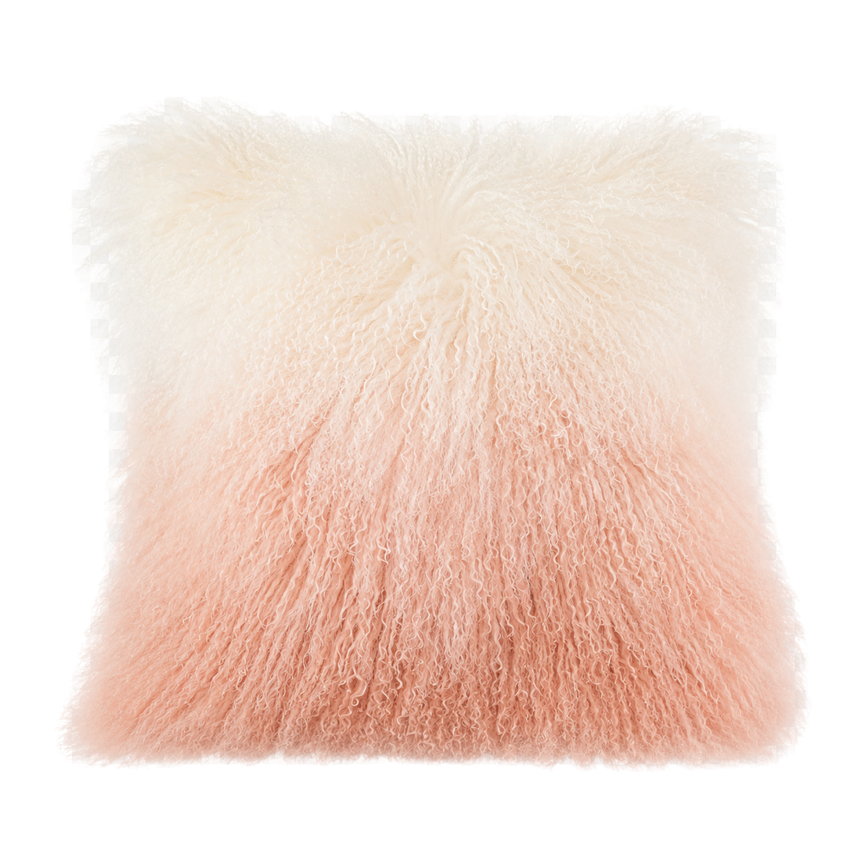 Capricornus Living Light Pink Gradient genuine long curly lamb wool throw pillow on a transparent background