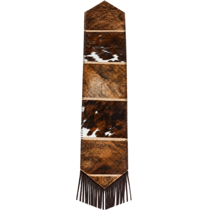 Capricornus Living Random Brown Brindle Fringe genuine hair-on cowhide table runner on a transparent background