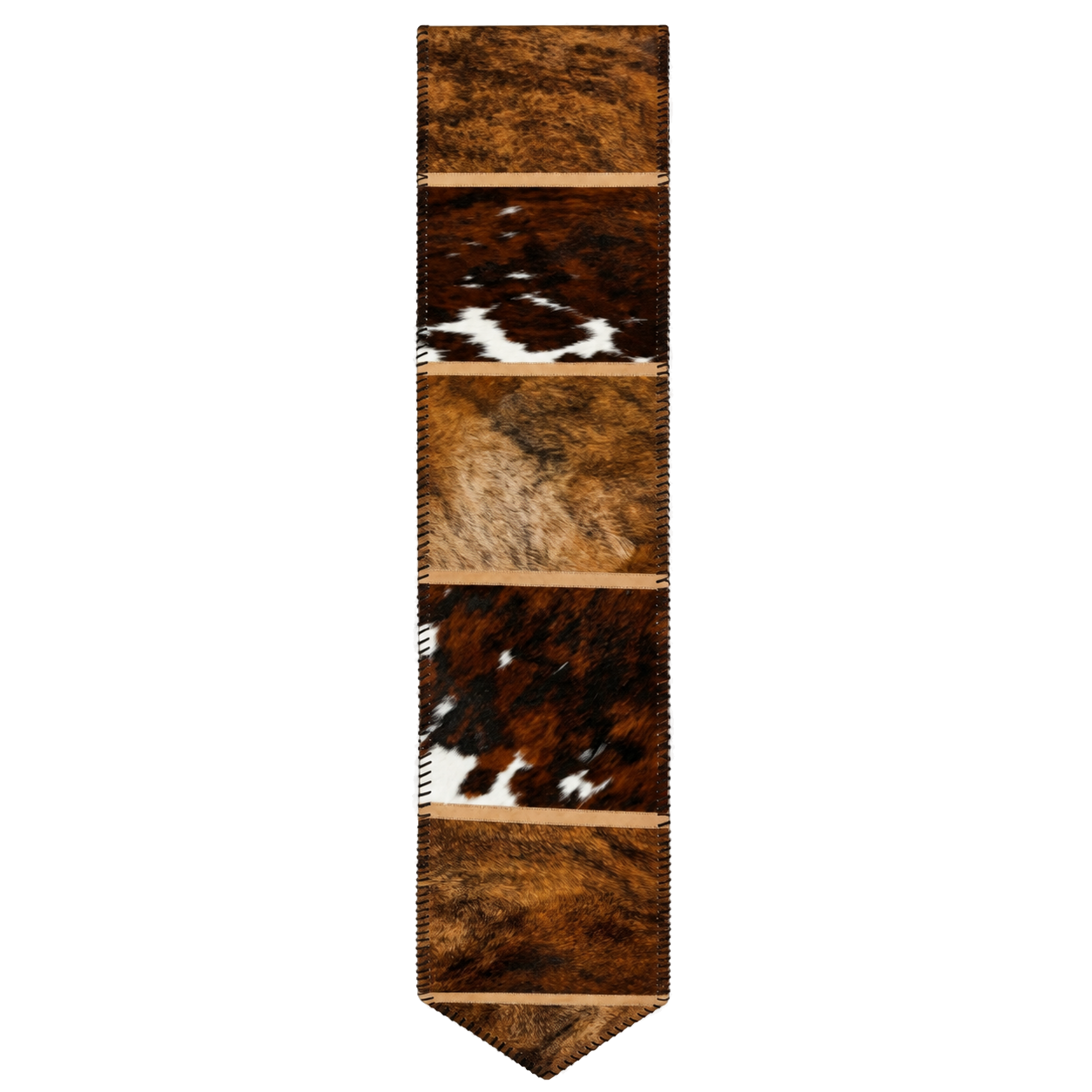 Capricornus Living Random Black-Brown Brindle genuine hair-on cowhide table runner on a transparent background