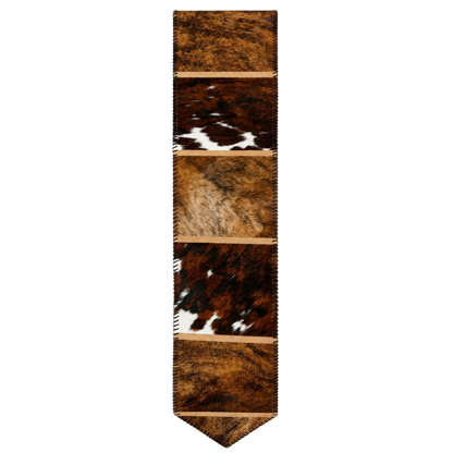 Capricornus Living Random Black-Brown Brindle genuine hair-on cowhide table runner on a transparent background