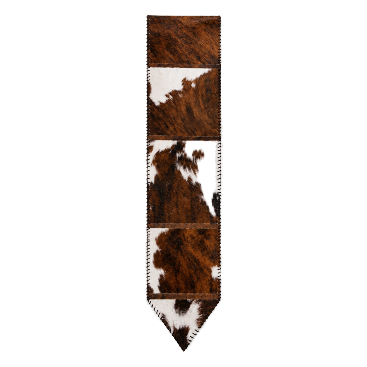 Capricornus Living Random Brown and White genuine hair-on cowhide table runner on a transparent background
