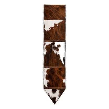 Capricornus Living Random Brown and White genuine hair-on cowhide table runner on a transparent background