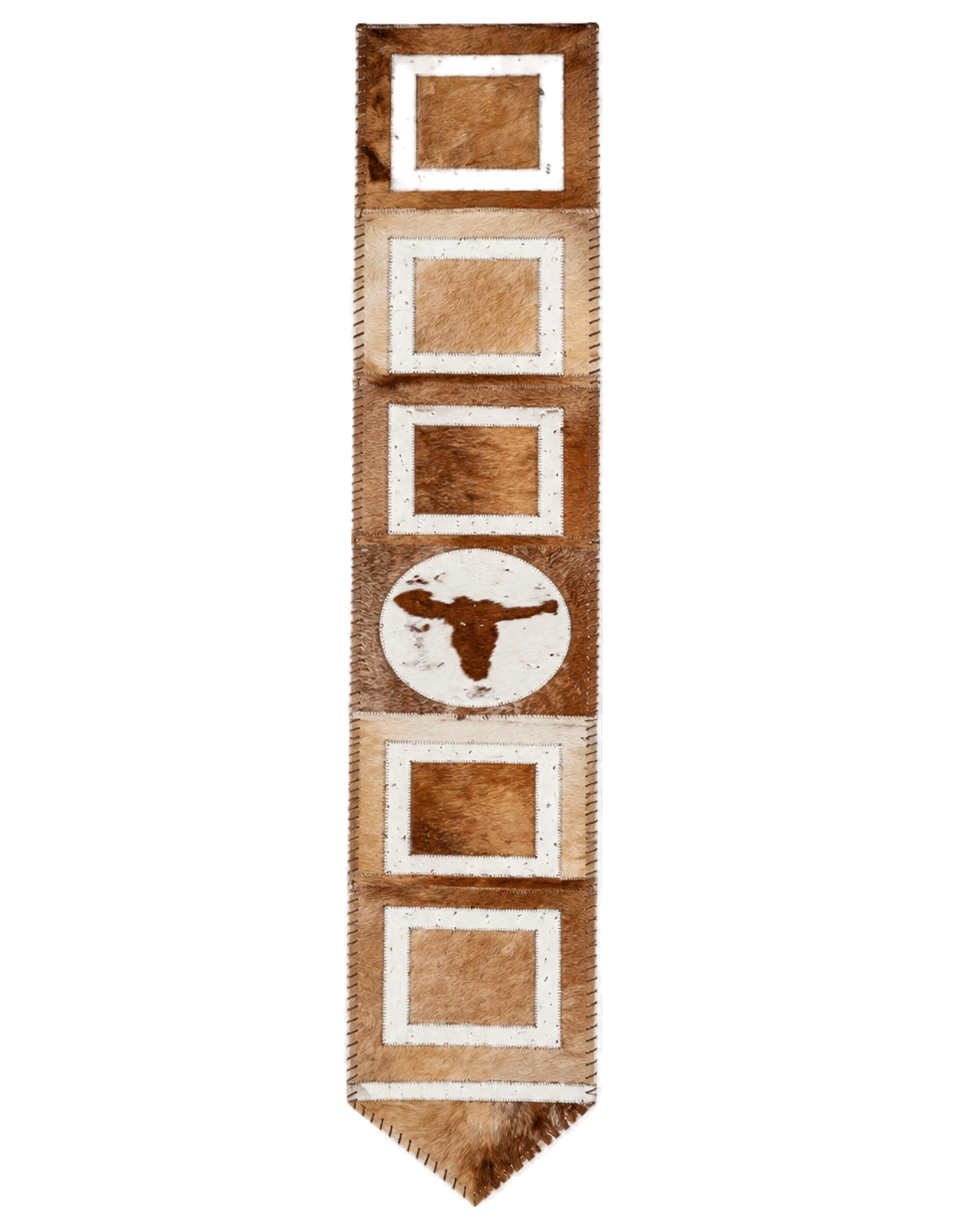 Capricornus Living Random Golden Geometric genuine hair-on cowhide table runner on a transparent background