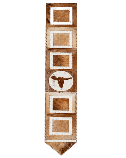 Capricornus Living Random Golden Geometric genuine hair-on cowhide table runner on a transparent background