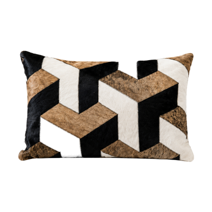 Capricornus Living Tan Tiger 30 x 50 cm geometric genuine cowhide lumbar pillow on a transparent background