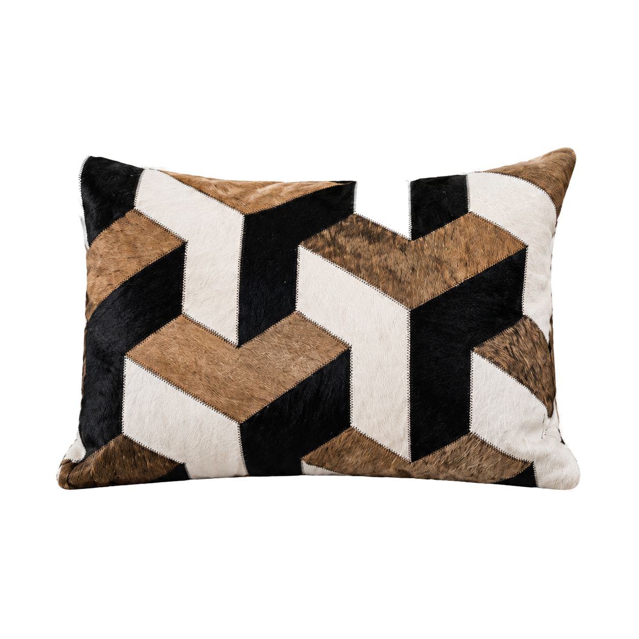 Capricornus Living Tan Tiger 40 x 60 cm geometric genuine cowhide lumbar pillow on a transparent background